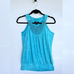 Vibrant Tiffany's Blue Beaded Blouse